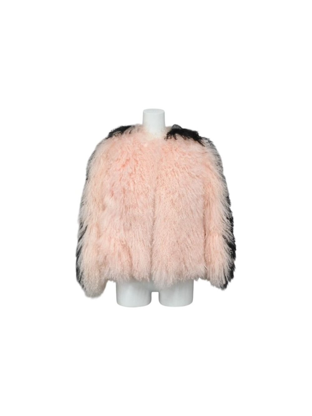 Fendi Fur Coat Lamb Silk Fur Pink Black